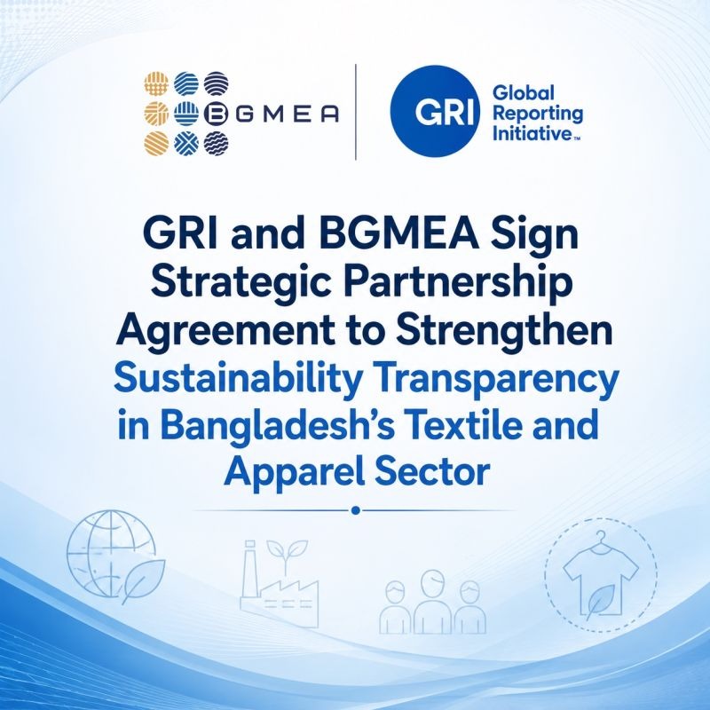Official GRI and BGMEA Strategic Partnership Agreement Banner.